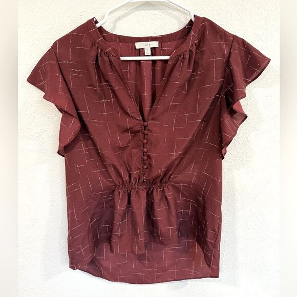 Joie Crisbell Flutter Sleeve Ruffle Button Top V-Neck Size Small EUC - Picture 2 of 5